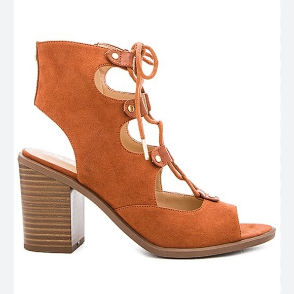 Circus by Sam Edelman Kiera Rust Peep-Toe Block Heel Laced Gladiator Sandals, 10 - Picture 1 of 15